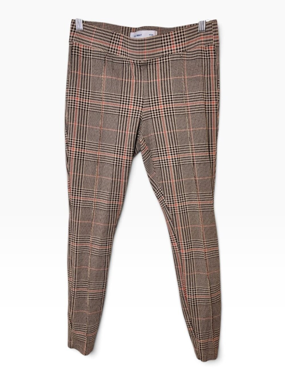 Old Navy Stevie Tan Pink Neutral Plaid Pull-On Skinny Pants Size Medium